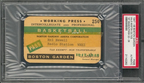 1947-48 Boston Garden Press Pass Valid For Celtics First Ever Season (PSA)